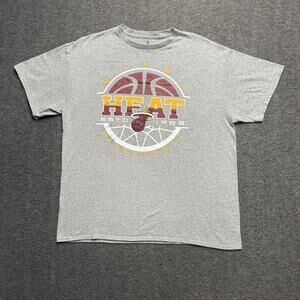 Miami Heat NBA T-Shirt Adult Men's XL Large Gray Short Sleeve Basketball